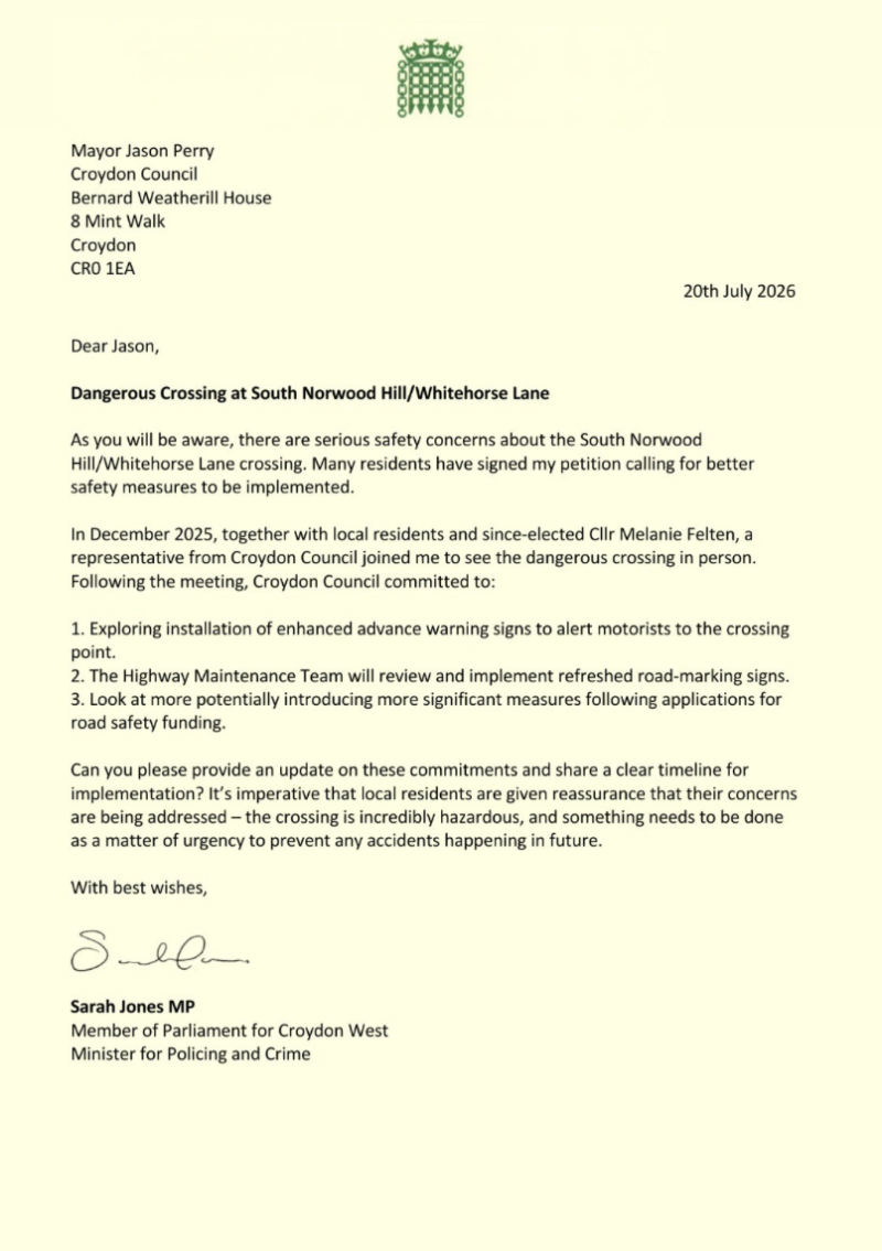 Letter to Mayor Perry